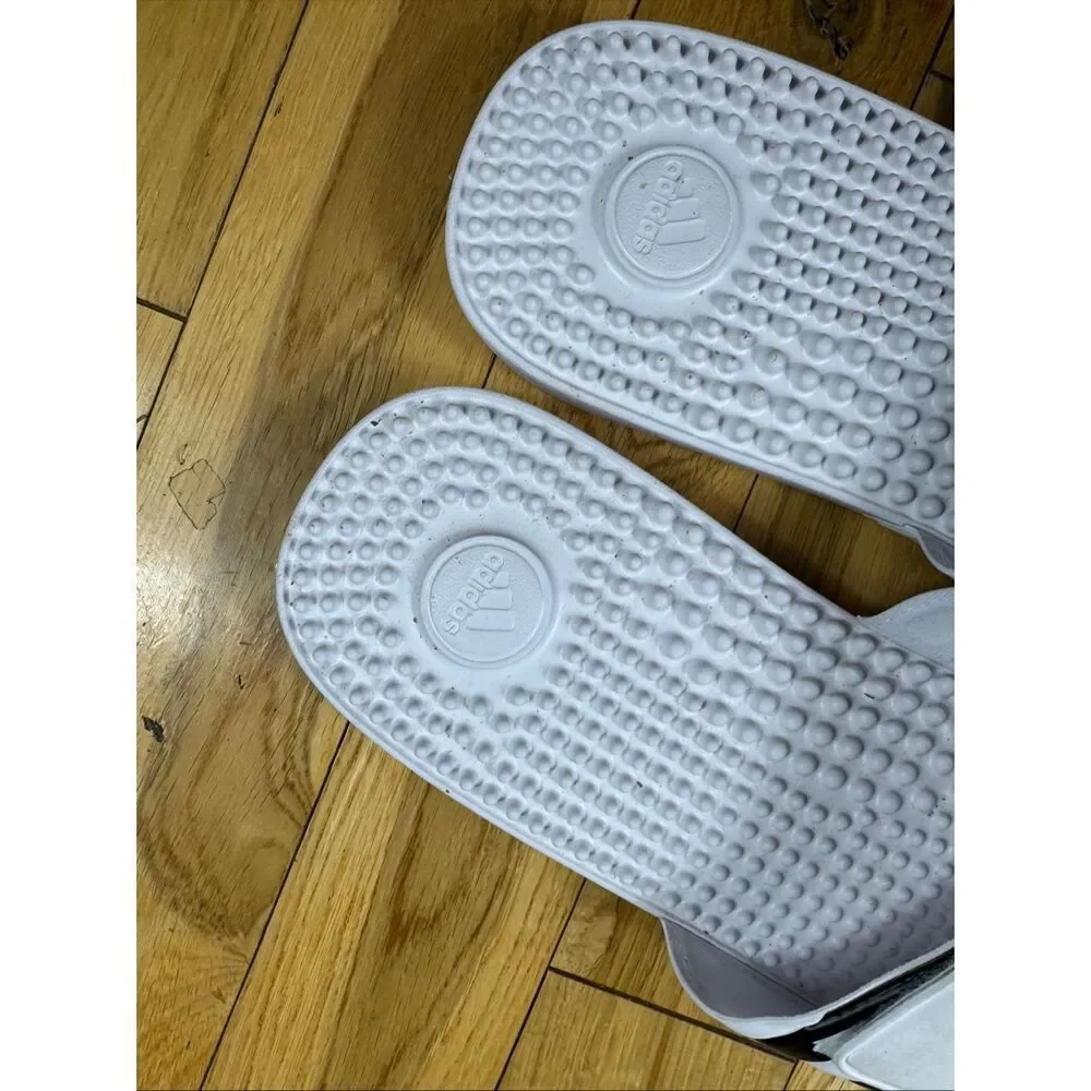 New Adidas Men’s Black and White Slides Size 17